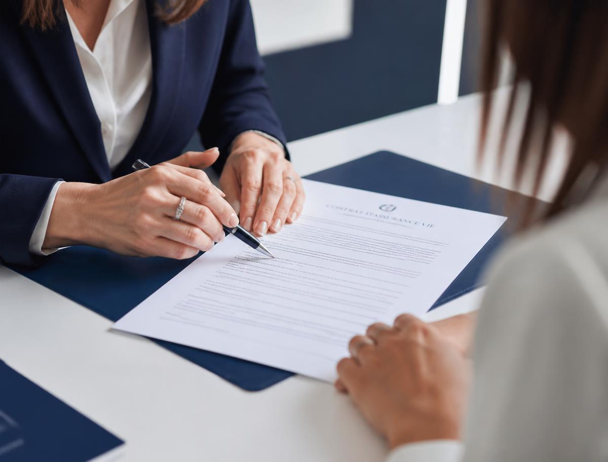 Conseillère expliquant les garanties d'un contrat à une cliente